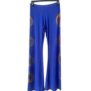 Navy Blue Flair Bottom Leggings with Sunburst Designs
